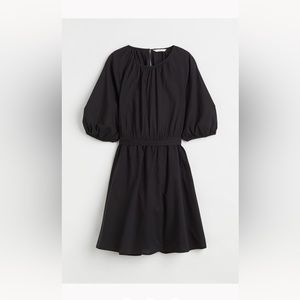 Black puff sleeve dress with back tie
